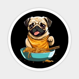 Pug Eating Ramen Magnet